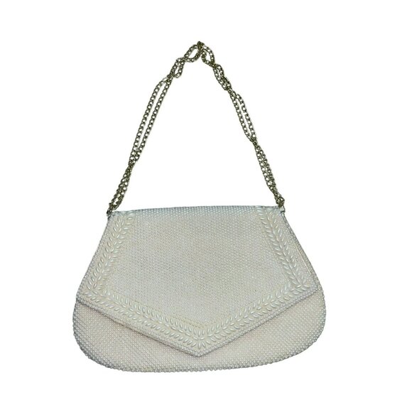 Beaded Purse Used Cream Formal Special Occasion - Picture 14 of 16